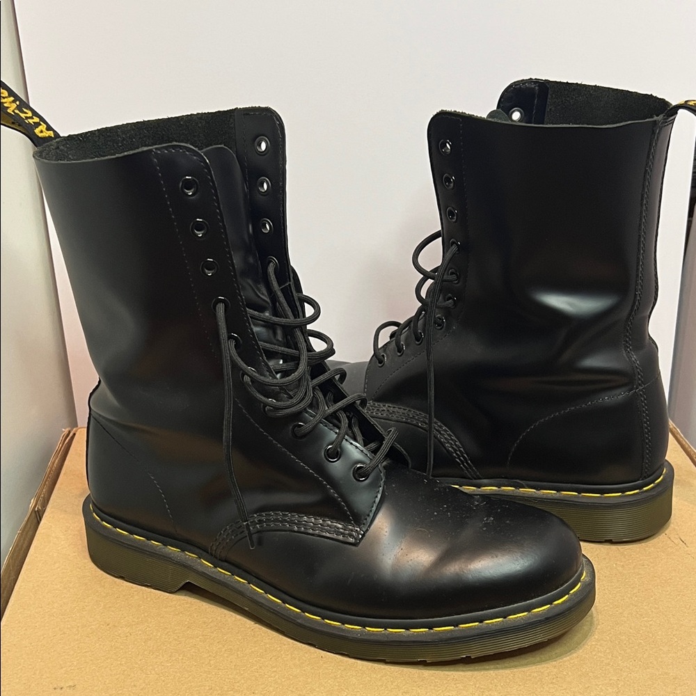 Dr. Martens Black Leather Boots Size 13